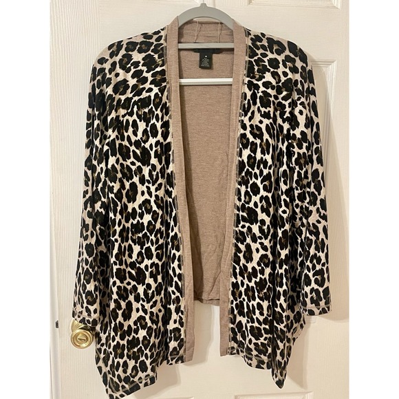 Investments Black and Tan Leopard Print Cardigan Great Quality. Heavy - Picture 1 of 10